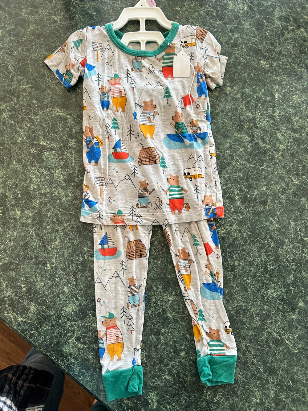 Little Sleepies 12-18mo Gray Bear Print Pajama Set with Green Trim